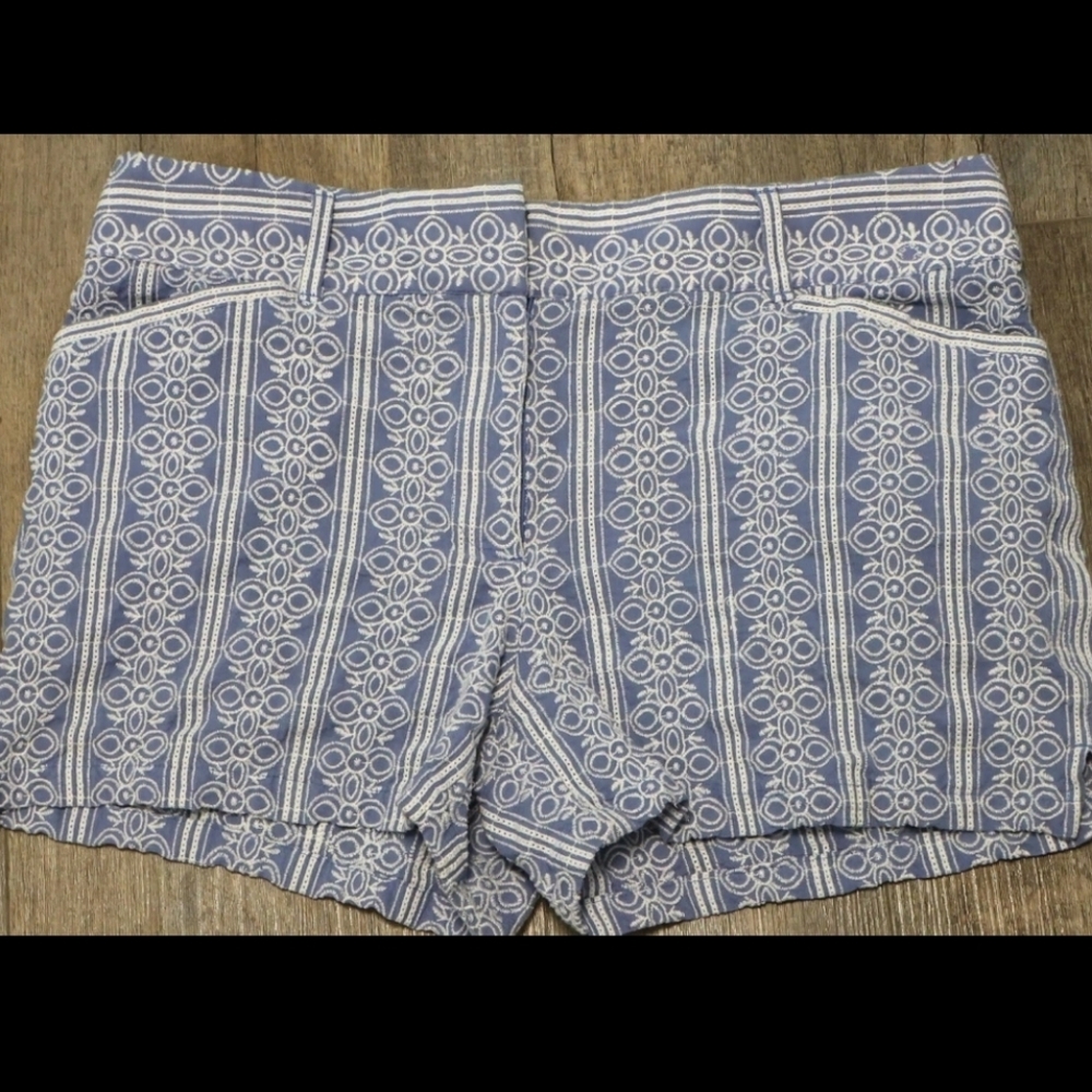 Ann Taylor LOFT The Riviera Short Embroidered Women's Shorts Blue/White Size 6 - Picture 2 of 11